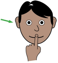Illustration of a person putting their finger to the lips to indicate privacy
