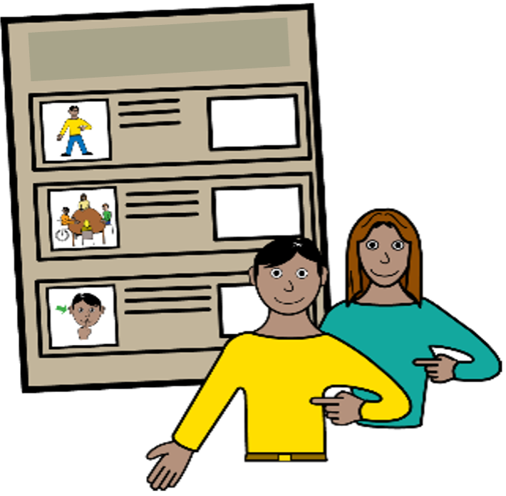 Illustration of two people and a survey form