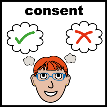 Consent illustration of a person thinking about consenting to do the survey